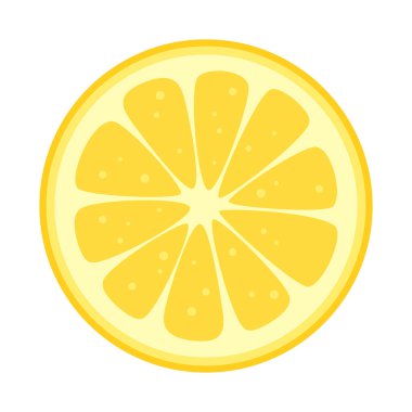 beyaz arkaplanda izole edilmiş limon dilimi çizgi filmi, düz stil vektör illüstrasyonu