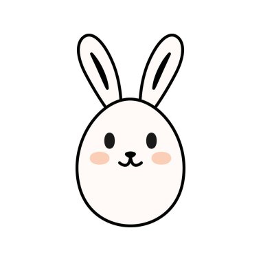 Paskalya yumurtalı şirin tavşan. Vektör illüstrasyonu