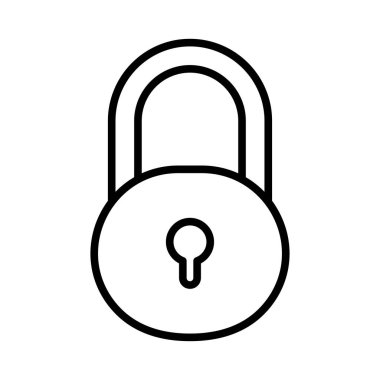 Kilit simgesi. Asma kilit güvenliği beyazda izole edildi. Vektör illüstrasyonu.