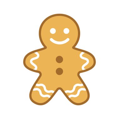 Noel kurabiyesi adam. Beyaza izole edilmiş zencefilli çörek. Vektör illüstrasyonu