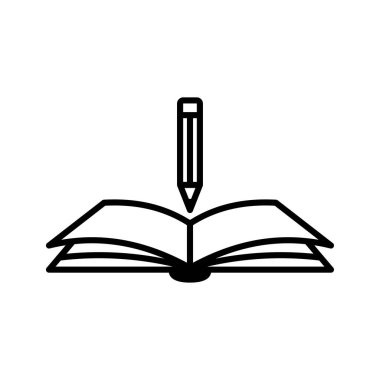 Kitap simgesini aç. Not defteri beyaz arkaplanda. Eğitim sembolü. Vektör İllüstrasyonu.