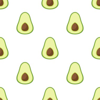 Avokado pürüzsüz desen, olgunlaşmış meyveli düz vektör çizimi