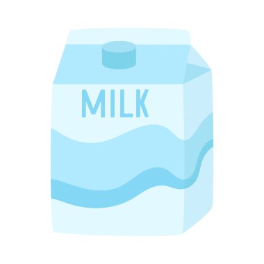 beyaz arkaplanda izole edilmiş süt paketi, çizgi film kağıt paketinin düz vektör çizimi