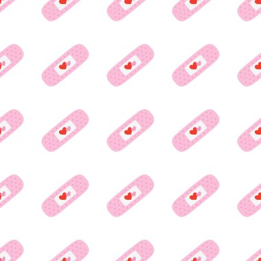 Düğün ya da sevgililer günü için kalbi olan kusursuz tıbbi alçı deseni duvar kağıdı, ambalaj kağıdı, tekstil için karikatür vektör arkaplanı.