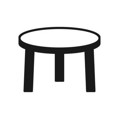 Yuvarlak ve üç bacaklı masa simgesi. Vektör illüstrasyonu