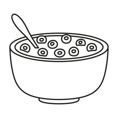 beyaz, düz stil, sağlıklı kahvaltıda izole edilmiş mısır gevreği kasesinin çizgi film vektör çizimi