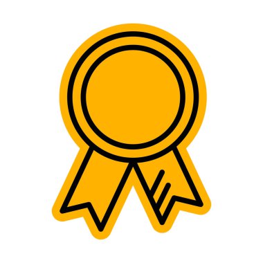 Madalya amblemi başarı ve mükemmelliği temsil ediyor. Vektör illüstrasyonu.