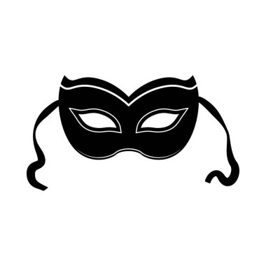 Siyah beyaz Venedik karnaval maskesi. Maskeli balo silueti. Vektör illüstrasyonu