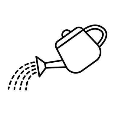 Su kutusu simgesi beyaza izole edilmiş. Sulama tenekesi su dolduruyor. Vektör illüstrasyonu