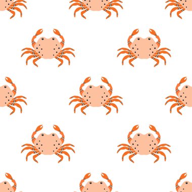 sevimli yengeçsiz desen, karikatür deniz çocuksu koleksiyonu, beyaz arka planda sualtı hayvanı, çocuklar tekstil dekorasyonu, ambalaj kağıdı, duvar kağıdı izi veya kumaş