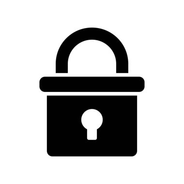 Kapalı metal asma kilit, beyaz arka planda izole edilmiş. Güvenlik sembolü. Vektör illüstrasyonu