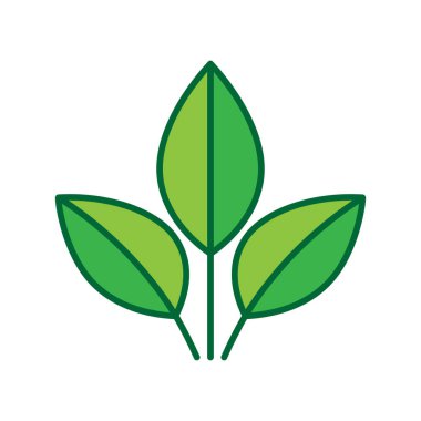 Yeşil bitki beyaz arkaplanda ikon bırakır. Vektör illüstrasyonu.