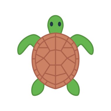 Kahverengi kabuklu deniz kaplumbağası. Vektör illüstrasyonu.