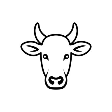 İnek kafası ikonu. Boynuzları ve kulakları olan inek kafası. Vektör İllüstrasyonu