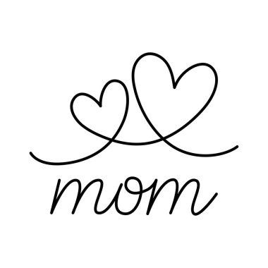 Devamlı sanat, anne sevgisini sembolize eden birbirine bağlı iki kalp oluşturur. vektör illüstrasyonu