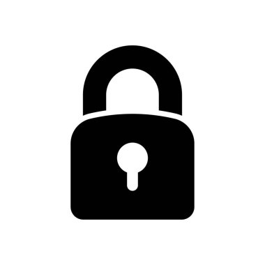 Kapalı metal asma kilit, beyaz arka planda izole edilmiş. Güvenlik sembolü. Vektör illüstrasyonu