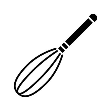 Mutfak tasarımı için beyaz arka planda izole edilmiş pişirme veya pişirme simgesi yapmak için çırpma aracı. vektör illüstrasyonu