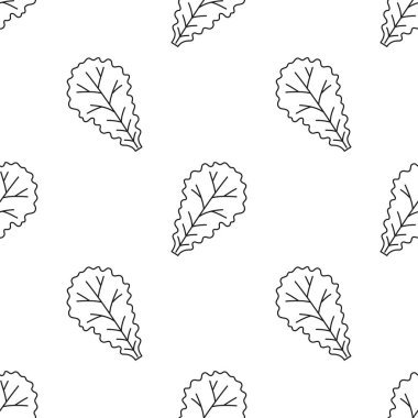 Marul yaprakları pürüzsüz desen, sağlıklı yemek pişirmek için organik vitamin malzemeleri, sebze arka planı, vektör çizimi çizimi.