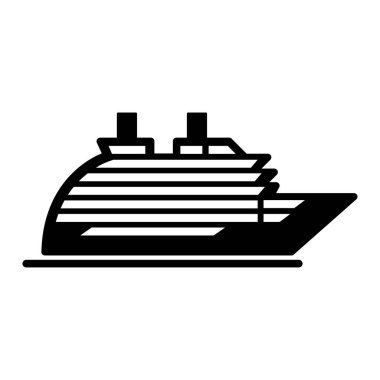 Bir yolcu gemisinin siyah silueti. Vektör İllüstrasyonu