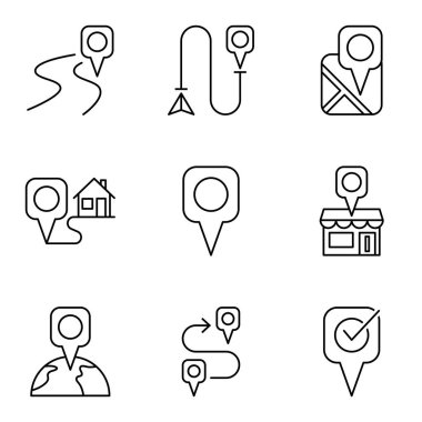 Satır biçimi konum ve hedef sembolleri. Vektör illüstrasyonu