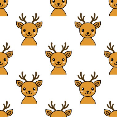 Beyaz arka planda güzel geyik kafası izi var. Vektör illüstrasyonu