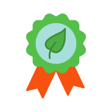 Yaprak sembollü çevre dostu ödül ikonu. Vektör illüstrasyonu