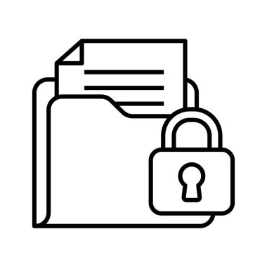 Asma kilit sembollü bir klasör simgesi. Vektör illüstrasyonu