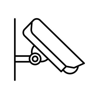 Güvenlik izleme sistemleri için tavana monte edilmiş bir güvenlik kamerasının ana simgesi. Düz vektör illüstrasyonu.