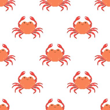 Şirin, pürüzsüz yengeç desenli, çocuksu arka plan kumaş, tekstil, duvar kağıdı ve dekor için mükemmel.