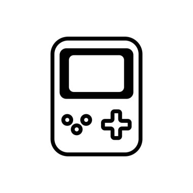 Ekran ve kontrol düğmeleri olan bir el bilgisayarı oyun konsolunun ana simgesi. Düz vektör illüstrasyonu.