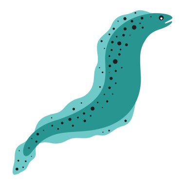 Şirin yılan balığı, beyaz arkaplanda izole edilmiş çizgi film vektör çizimi