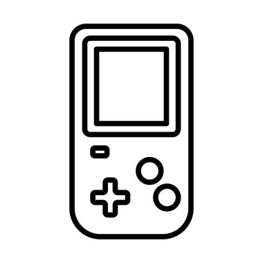 Ekran ve kontrol düğmeleri olan bir el bilgisayarı oyun konsolunun ana simgesi. Düz vektör illüstrasyonu.