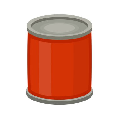 Yiyecek depolama ve ambalaj için yuvarlak metal kutu. Vektör illüstrasyonu