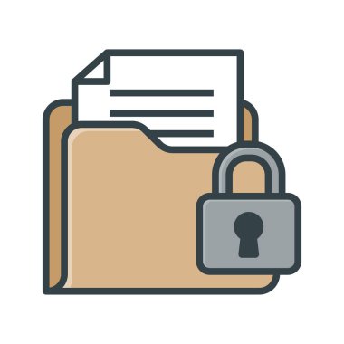 Asma kilit sembollü bir klasör simgesi. Vektör illüstrasyonu