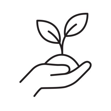 Doğayla ilgilenmenin basit bir tasviri, çevre dostu koruma ikonu