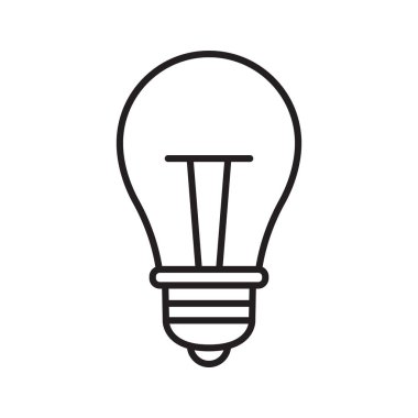 Bir ampulün dış hat vektör simgesi. Fikirleri, yaratıcılığı, yeniliği, elektriği ve parlak düşünceyi temsil eden en küçük doğrusal tasarım.