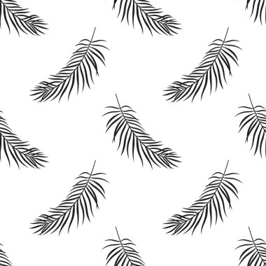 Siyah ve beyaz, palmiye yapraklı, pürüzsüz bir şekil.