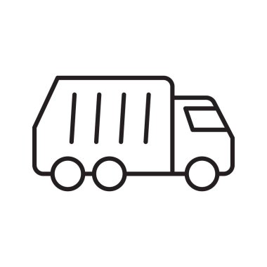 Çöp kamyonu ikonu, çöp öğütme aracı. Vektör illüstrasyonu.