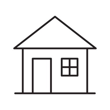 Küçük ev çizgisi simgesi. Emlak ve emlak kavramı. Vektör illüstrasyonu