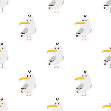 Kusursuz martı deseni, yaratıcı deniz yaz arkaplanı, düz vektör çizimi