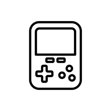 Ekran ve kontrol düğmeleri olan el bilgisayarı oyun konsolu simgesi. Vektör illüstrasyonu.