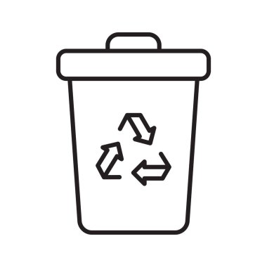 Geri dönüşüm sembollü çöp kutusu simgesi. Atık yönetimi ve ekoloji kavramı.