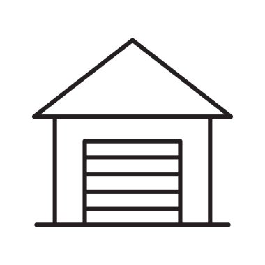 Garaj Taslak Simgesi. Araba Garajı. Vektör illüstrasyonu