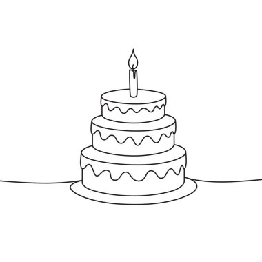 Mumla Kutlama Pastası. Parti Tatlı Hattı Sanatı. Vektör illüstrasyonu