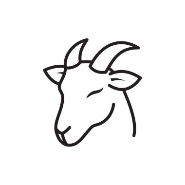 Eğri boynuzlu keçi kafası ikonu. Vektör illüstrasyonu