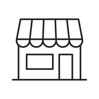 Tenteli dükkan önü. Minimalist İş ya da Mağaza Simgesi. Vektör illüstrasyonu