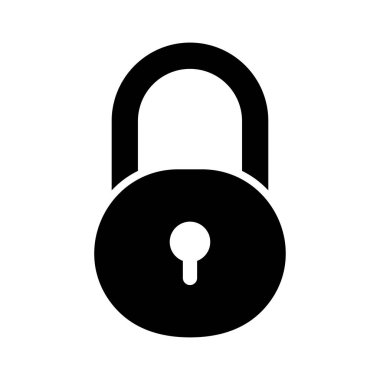 Black silhouette icon of a closed padlock. Security and data protection simple symbol. Vector illustration