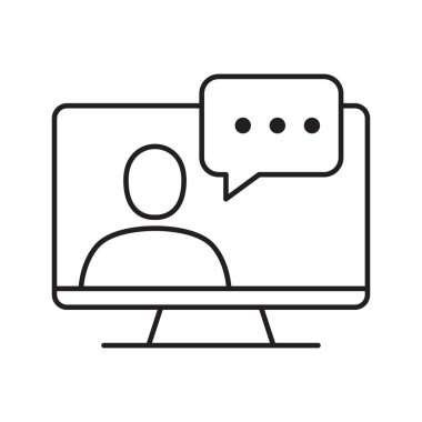 Online video communication and chat icon. Virtual consultation and customer support symbol. Vector illustration
