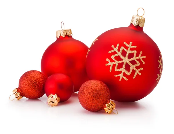 Kerst Rode Kerstballen Geïsoleerd Een Witte Achtergrond — Stockfoto