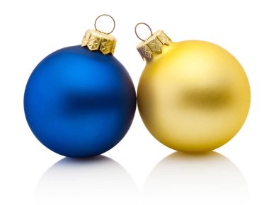 Beyaz arka planda izole edilmiş Ukrayna renklerinde Noel mücevherleri